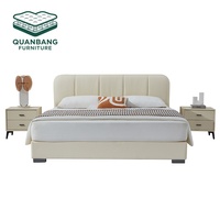 Meubles de chambre à coucher sur mesure, lit king size en bois massif, lit rembourré en cuir, lit moderne de luxe, lit double en bois pour maison, villa