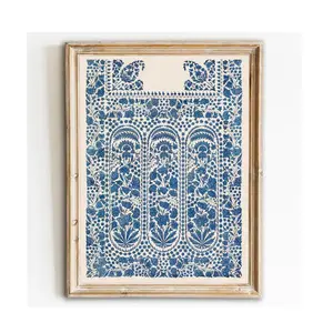Декоративные абстрактные картины печать Бохо холст настенное искусство темно-синий плакат