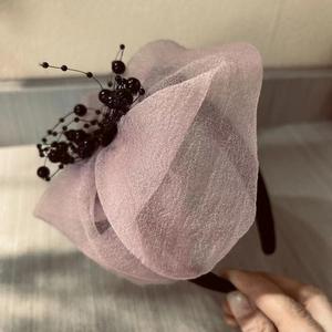 Elegant White Hair Headband for Women Fashionable Fragrant Cloud Yarn Bead Covering Thin Style Stylish Hair Accessories - Product Image 2