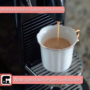 Tasses à café en porcelaine de luxe blanches avec bordure dorée, pour cappuccino, boissons spéciales, latte, café, mocha, thé, expresso, avec soucoupes - Product Image 6