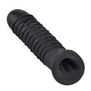 Manchon pénien extenseur en TPE noir 100 % étanche avec anneau de retenue de sperme, préservatifs réutilisables, longueur 8,2 pouces - Product Image 2