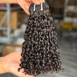 Vente en gros de extensions de cheveux humains Pixie <span class=keywords><strong>Fumi</strong></span> Curl à cuticule alignée vierge à double tirage Faisceaux Pixie bouclés avec fermeture frontale en dentelle - Product Image 2