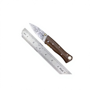 Couteau artisanal en acier Damas de PAK ENTERPRISES avec manche en bois brun, lame fixe, couteau de chasse, couteau de camping en plein air - Product Image 1