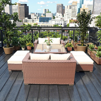 Luxuriöses 8-Blüten-Rattan-Sofa-Set, modernes Outdoor-Esszimmer-Set mit Aluminiumrahmen und schmutzabweisenden Sofas für Hotel & Villa