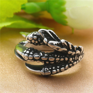 Dragon Claw <b>Open</b> <b>Ring</b> Retro Silver Men's Punk Style Animal Jewelry Gift - Product Image 2