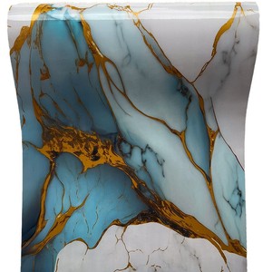 Autocollants en PVC autocollants imperméables et résistants à la chaleur, effet marbre doré, pour table <span class=keywords><strong>de</strong></span> <span class=keywords><strong>cuisine</strong></span>, <span class=keywords><strong>placard</strong></span>, appartement, film protecteur - Product Image 2