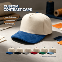 Nuovo Cappellino da Baseball alla Moda con Logo Personalizzato, 5 Pannelli, Visiera in Camoscio Bicolore, Cappello da Baseball Vuoto Personalizzabile con Ricamo Logo