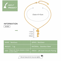 Collier Trèfle Triple en Acier Inoxydable Plaqué Or 14K sous Vide avec Pendentif Trèfle à Quatre Feuilles Gradué