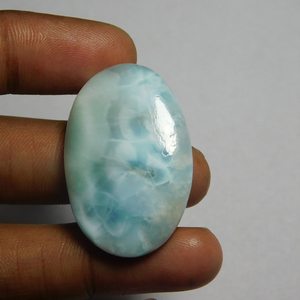 Pierres précieuses en larimar ovales 100 % naturelles, qualité supérieure, prix bas, cabochons lâches, cirés/huileés, certifiés, fabricant indien - Product Image 2
