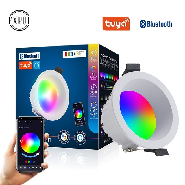 Fxpot Smart Led Downlight Tuya BT Group Control Dimming 10w 15w Smart RGB Led Downlight With Google Home Alexa