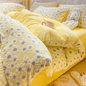 Set di Biancheria da Letto Economico e Confortevole, Copripiumino Caldo Tridimensionale in Velluto Lattiginoso, Set <span class=keywords><strong>Singolo</strong></span> per Ragazze 4 Pezzi - Product Image 5
