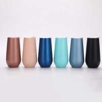 180ml Doppelwandiger 6oz 18/8 Edelstahl Umweltfreundlicher Anpassbarer Wein-Tumbler Eierförmiger Reisebecher mit Schiebedeckel 6-12 Stunden