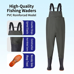 Combinaison de pêche imperméable une pièce, <span class=keywords><strong>pantalon</strong></span> de pluie mi-long en PVC et nylon caoutchouté avec bretelles, vente en gros, <span class=keywords><strong>pantalon</strong></span> de mer, Leather Fork - Product Image 2
