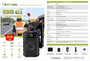 ANYSECU C310 4G Vücut Kamerası Android11 Çift SIM 3200mAh 4+<span class=keywords><strong>64GB</strong></span> Realptt Wifi ile Çalışır NFC GPS Gece Görüş Kamerası - Product Image 2