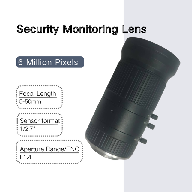 Security Monitoring Lens 6MP 5-50mm Manual Zoom CS Mount F1.4 DC Iris IR Correction Industrial Grade