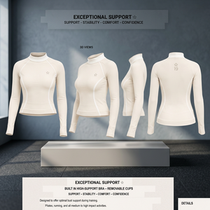 Haut de sport pour femme à manches longues avec soutien-gorge intégré, sans coutures, séchage rapide, blanc, manches longues, en spandex et polyester - Product Image 3