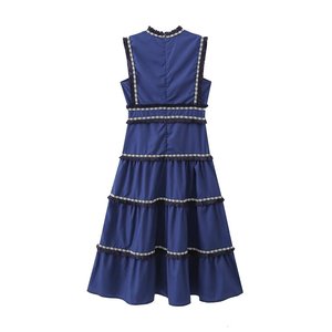 เดรสยาวแฟชั่นผู้หญิงสไตล์เรโทร คอวี แขนกุด แต่งลูกไม้ ปักลายพู่ห้อย รุ่นใหม่รับซัมเมอร์ - Product Image 5