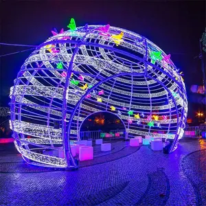 हॉट सेल 2024 एलईडी 3डी मोटिफ आउटडोर सजावट के लिए विशाल रंगीन गोल बॉल क्रिसमस लाइट