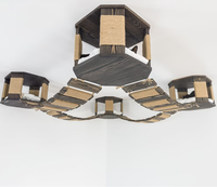 Aire de jeux de plafond pour chat Meubles de maison en bois pour animaux de compagnie avec pont d'escalade Lot de 4 étagères de lit en bois Cad Hamac mural en bois pour chat