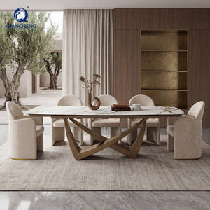 Tavolo da Pranzo di Grande Successo <span class=keywords><strong>con</strong></span> 8 <span class=keywords><strong>Sedie</strong></span>, Piano in Ceramica Effetto Marmo da 12mm, Set da Pranzo Estensibile Economico per Arredamento Moderno - Product Image 2