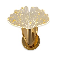 Applique murale LED en acrylique à feuille dorée de luxe, en aluminium, CRI 90 élevé, dimmable, AC85-265V, 10W, doré