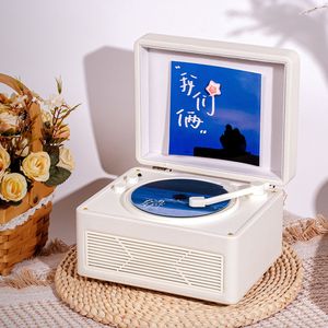 Lecteur CD portable rétro avec couvercle style tourne-disque, haut-parleur stéréo sans fil, lecteur de musique de bureau pour la décoration de la maison - Product Image 2