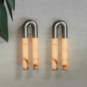 Lámparas de pared de diseño moderno, luz LED con pantalla de bronce, mármol y ámbar para dormitorio, hotel, villa - Product Image 2