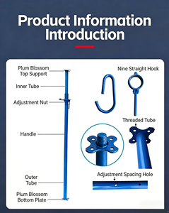 Supporto per Ponteggi <span class=keywords><strong>in</strong></span> Acciaio Zincato <span class=keywords><strong>Regolabile</strong></span>, Durevole, Rivestito <span class=keywords><strong>in</strong></span> Acciaio al Carbonio per Edilizia - Product Image 3