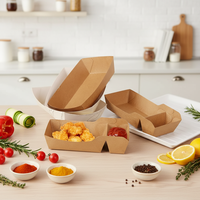 Boîte alimentaire jetable en papier kraft biodégradable et écologique de 4 oz, résistante à la graisse, personnalisable, pour hot-dogs, bateaux, biscuits, de forme rectangulaire