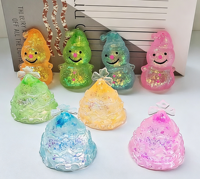 Jouet Squishy en TPR Maltose Thème Noël, Bonhomme de Neige et Sapin Mignons, Décoration de Noël Cartoon, Balle Anti-Stress et Fidget pour la Fête de Noël