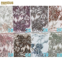 5 yards paillettes di cristallo perline di ricamo di lusso matrimonio Tulle bianco macchina perline tessuto di pizzo da sposa per abiti