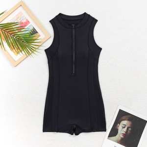 Maillot de bain une pièce sans manches à fermeture éclair pour femmes, couleur unie, maillot de bain de compétition SMLXLXXL, fibre de polyester - Product Image 2