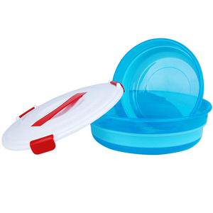 Bol à appâts pliable avec couvercle, conteneur de pêche télescopique en plastique bleu pour usage extérieur et domestique - Product Image 1