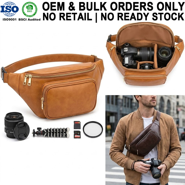 Manufacturer Custom Vintage Retro Digital Video DSLR Lens Waist Bag Photography Outdoor Camera Fanny Pack for Camera Storage