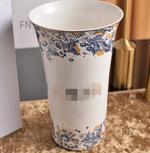 HOT SALE Ceramic <b>Vase</b> Large Mouth Creative Yellow <b>Vase</b> Glazed <b>Vase</b> Flower Arrangement for Home Decoration - Product Image 2