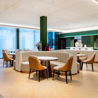 JEILI Ensemble de mobilier de restaurant sur mesure, design hôtelier commercial moderne, banquette incurvée, table ronde avec plateau en marbre, chaises, projet