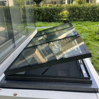 Puits de lumière électrique automatique en aluminium coulissant et pliant, couverture de toit en verre pliable pour maison
