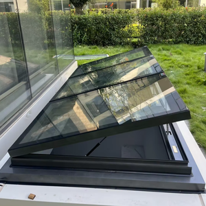 Elektrikli ışıklık otomatik alüminyum sürgülü katlanır Metal çatı tavan penceresi cam katlanır çatı ev için ışıklık kapakları - Product Image 3