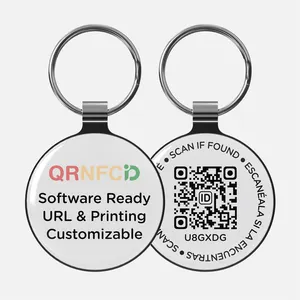 Código QR NFC personalizado Round Footprint Metal Dog ID Badge Tag