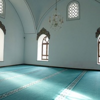Tapis de prière islamique Bocai de luxe en velours jacquard, lavable, épais, doux, fabriqué à la machine, en nylon, pour la maison, la mosquée, la salle de prière, bleu gaufré
