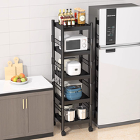 Organisateur de cuisine en métal robuste à 5 niveaux |   Étagère de rangement pour espaces étroits et gain de place |   Support réglable pour four à micro-ondes