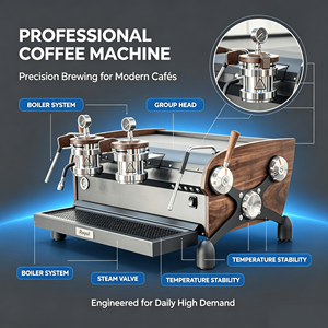 Máquina de Café Semiautomática Profesional de Doble Grupo con Bomba Rotativa de Grado Comercial y Doble Boquilla de Vapor para Cafeterías y Hoteles - Product Image 5