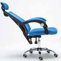Chaise de travail de personnel de maille bleue de ménage ergonomique chaude siège pivotant de levage chaise de bureau à dossier haut