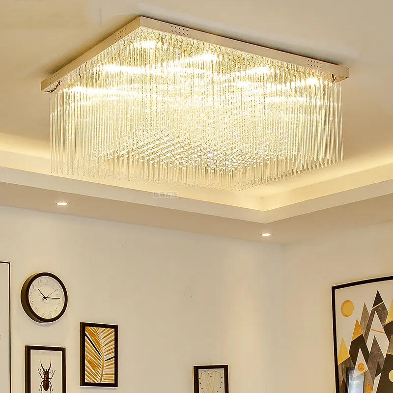 Люстра с подвесным освещением, современная роскошная медная лампа для гостиной, простая атмосферная Хрустальная