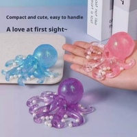 Juguetes Blandos de Pulpo Transparentes al por Mayor, Juguetes Antiestrés de TPR con Lentejuelas en Forma de Estrella, Juguetes Sensoriales para Aliviar la Ansiedad, 8cm, 14+