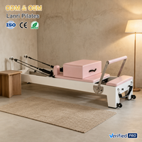 Máquina de Pilates Reformer de Madera de Roble Blanca, Directo de Fábrica, para Gimnasio en Casa o Centro de Rehabilitación