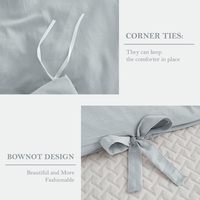 Couverture bleue taille reine, ensemble de housse de couette en microfibre lavée 3 pièces avec nœud papillon (1 housse de couette 90x90 pouces, 2 taies d'oreiller)