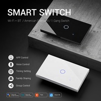 Interrupteur intelligent Wi-Fi à bouton unique, interrupteur tactile à un bouton avec/sans câblage neutre pour système de maison intelligente