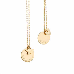 Collier personnalisé en acier inoxydable avec pendentif disque gravé, pierre <span class=keywords><strong>de</strong></span> naissance, étoile, cœur – Cadeau personnalisé pour anniversaire et fête des Mères - Product Image 1