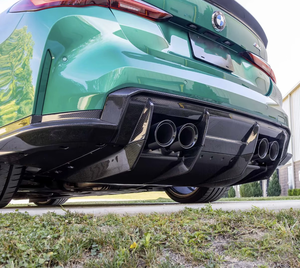 Pour <span class=keywords><strong>BMW</strong></span> G80 G81 M3 G82 G83 M4 Competition CS 2020-2026, diffuseur de pare-chocs arrière inférieur en carbone style RSC, séparateurs latéraux, couvercle - Product Image 2